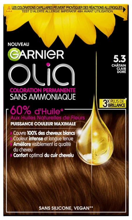 Garnier Olia Ammonia-Free Permanent Hair Colour 120 g – Colour: 5.3 Golden Light Chestnut