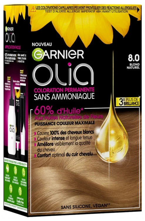 Garnier Olia Ammonia-Free Permanent Hair Colour 120 g – Hair Colour: 8.0 Natural blonde