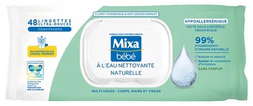 Mixa Bébé Natural Cleansing Water Wipes 48 Wipes
