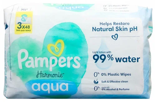 Pampers Harmonie Aqua Pack of 3 x 48 Wipes